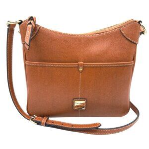 Dooney & Bourke Saffiano Leather Crossbody Shoulder Bag Cognac Tan Red Lining